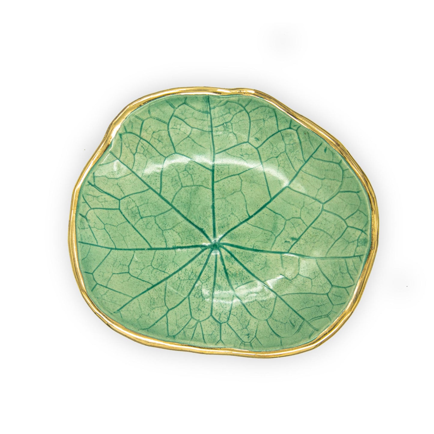 Ballad Ceramics Nasturtium Leaf Impression Mini Ceramic Dish in aqua