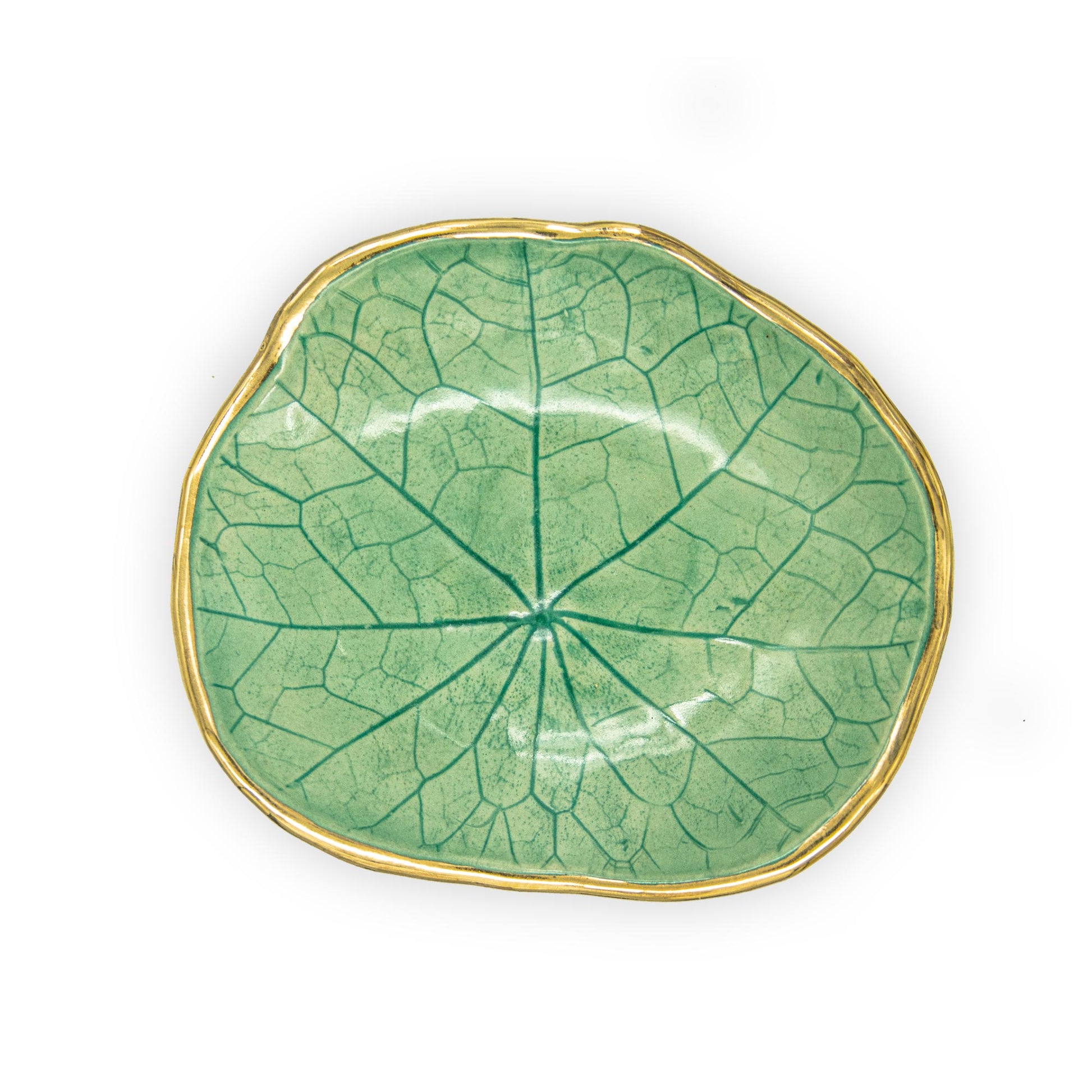 Ballad Ceramics Nasturtium Leaf Impression Mini Ceramic Dish in aqua