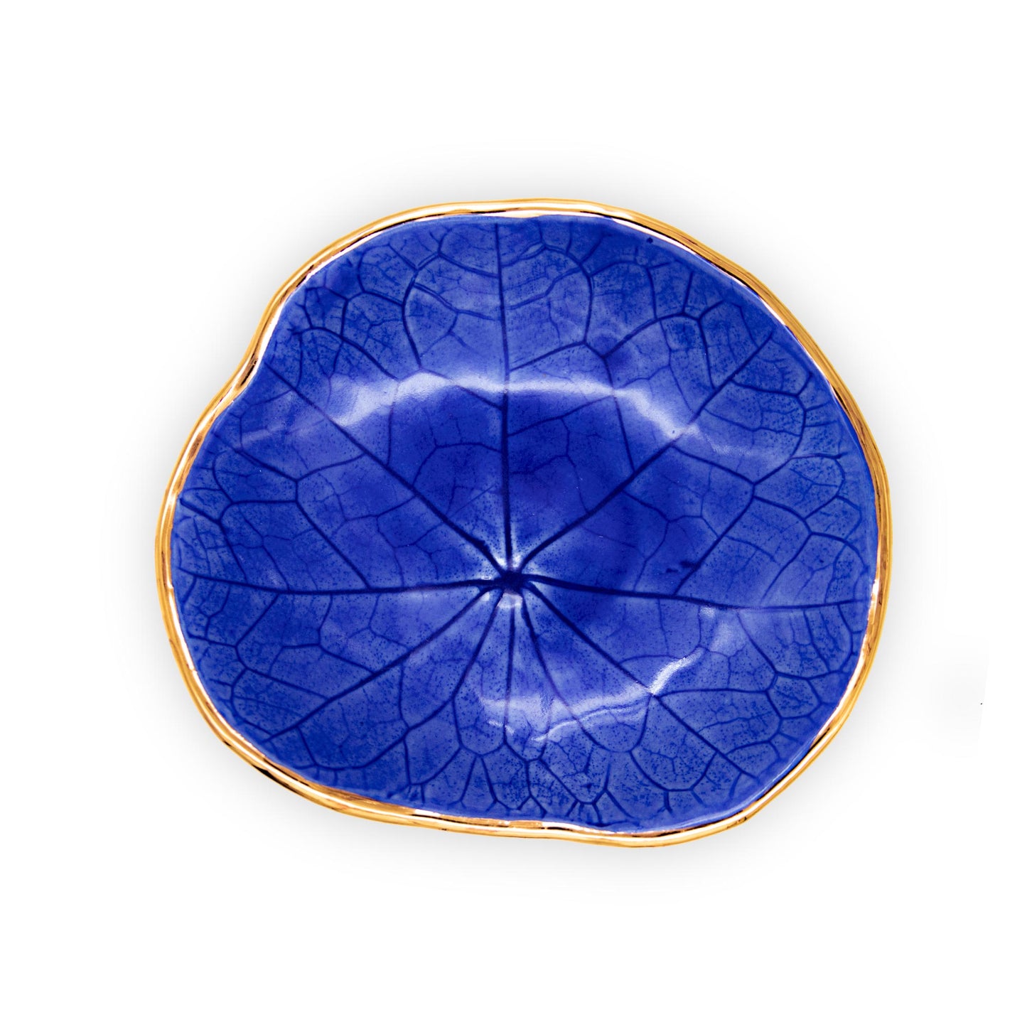 Ballad Ceramics Nasturtium Leaf Impression Mini Ceramic Dish in blue