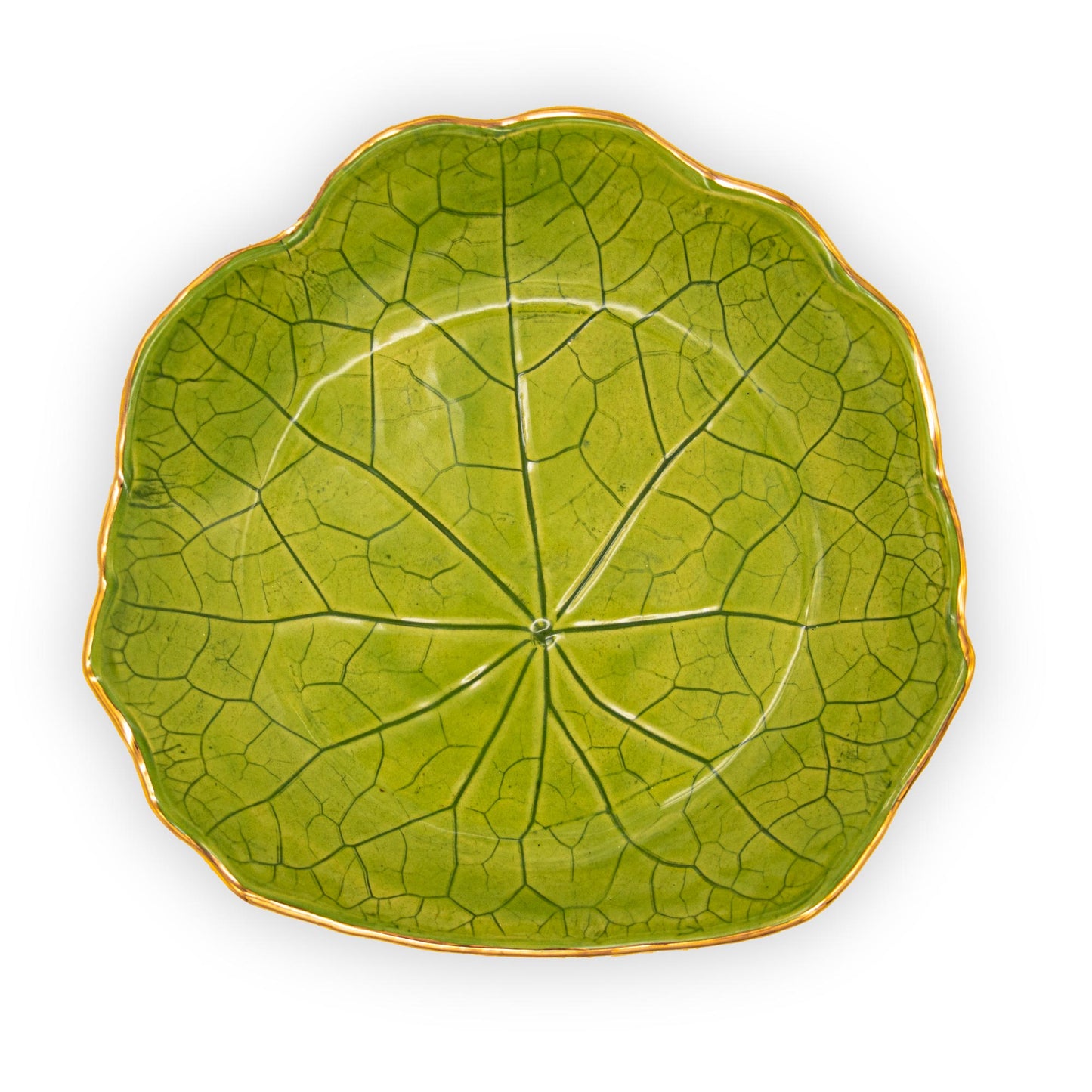 Ballad Ceramics Nasturtium Leaf Impression Medium Ceramic Dish in green