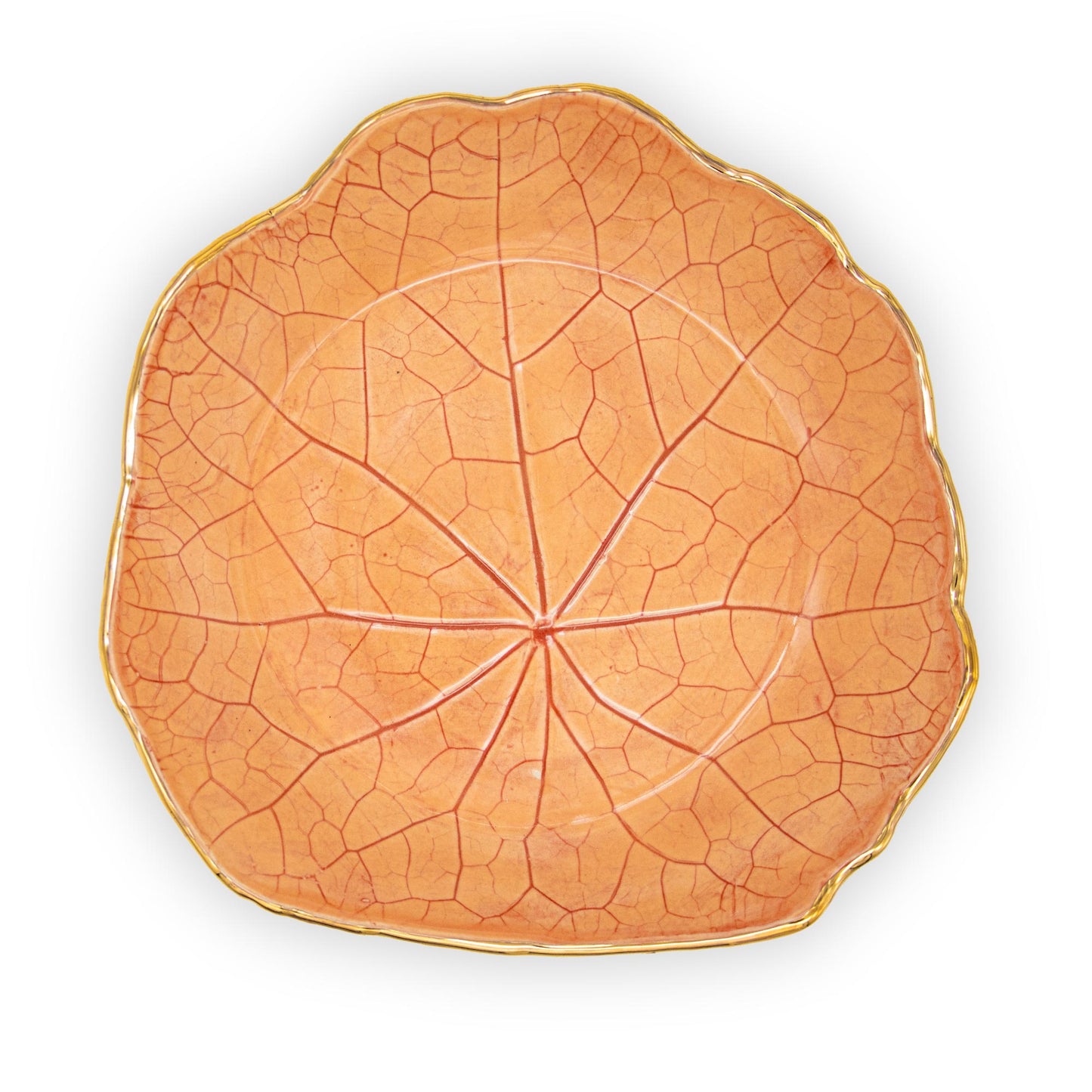 Ballad Ceramics Nasturtium Leaf Impression Medium Ceramic Dish in orange