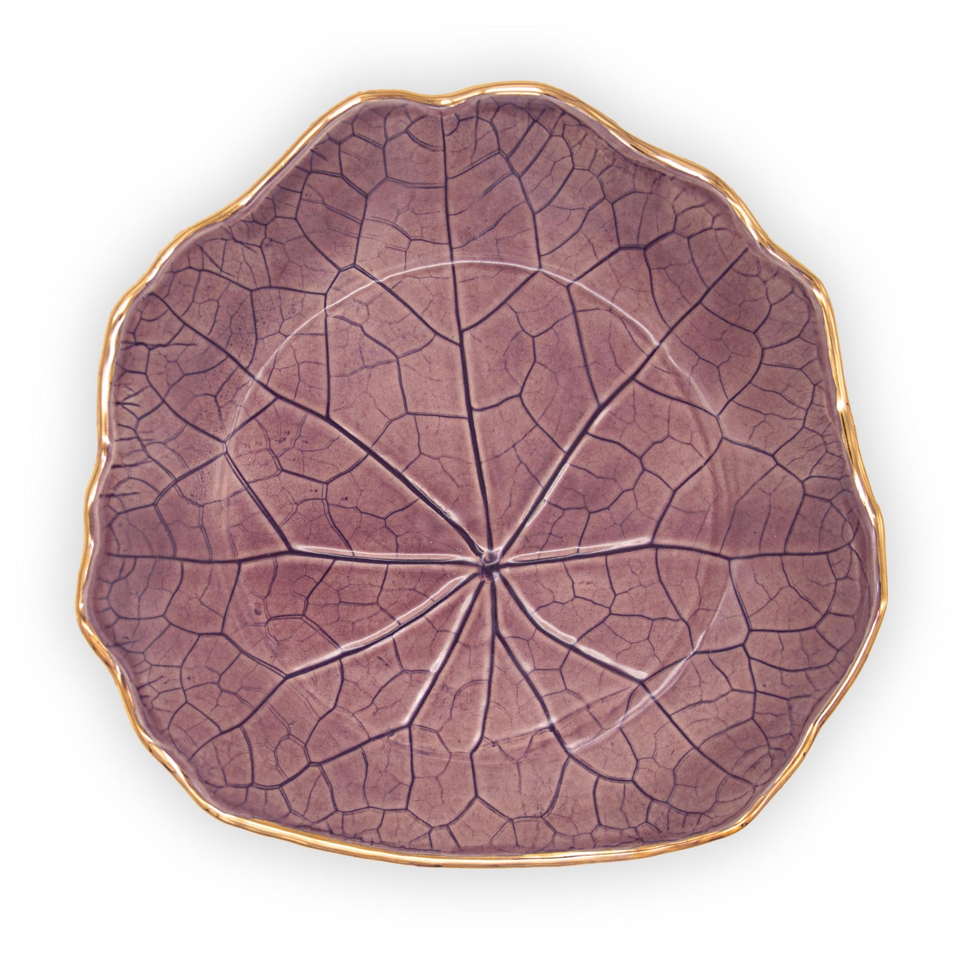 Ballad Ceramics Nasturtium Leaf Impression Medium Ceramic Dish in purple