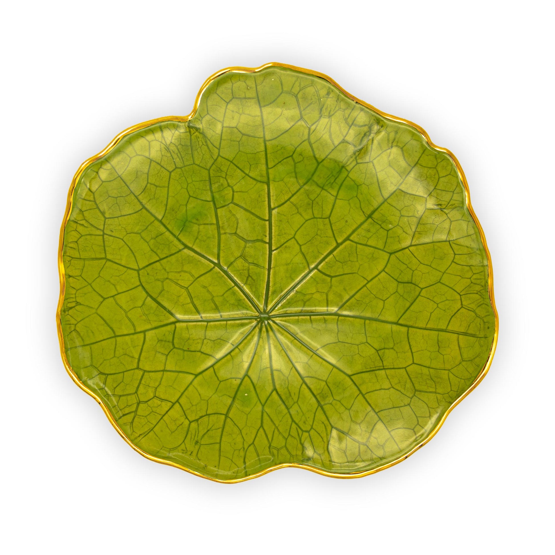 Ballad CeramicsNasturtium Leaf Impression Large Ceramic Plate in green