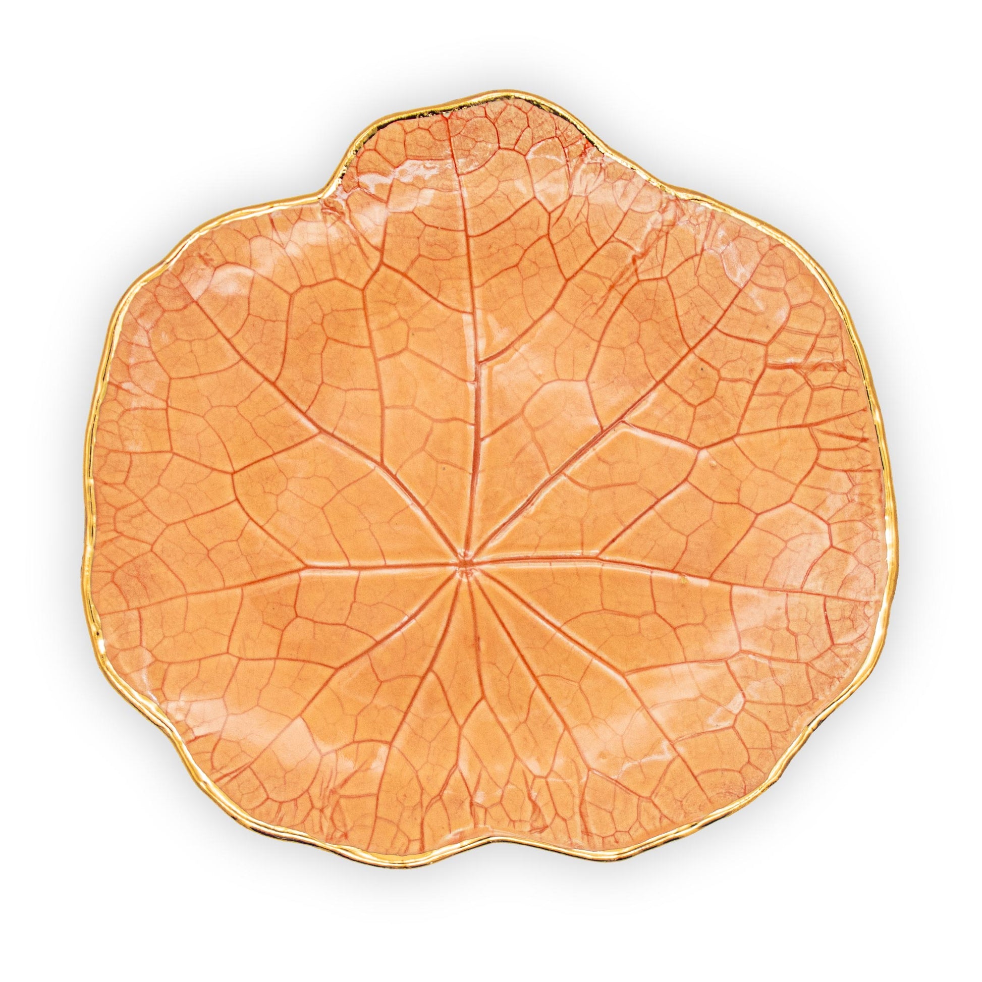 Ballad CeramicsNasturtium Leaf Impression Large Ceramic Plate in orange