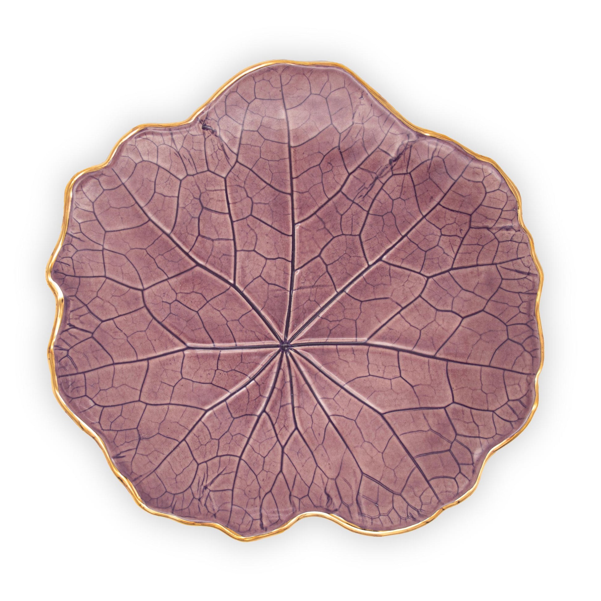 Ballad CeramicsNasturtium Leaf Impression Large Ceramic Plate in purple