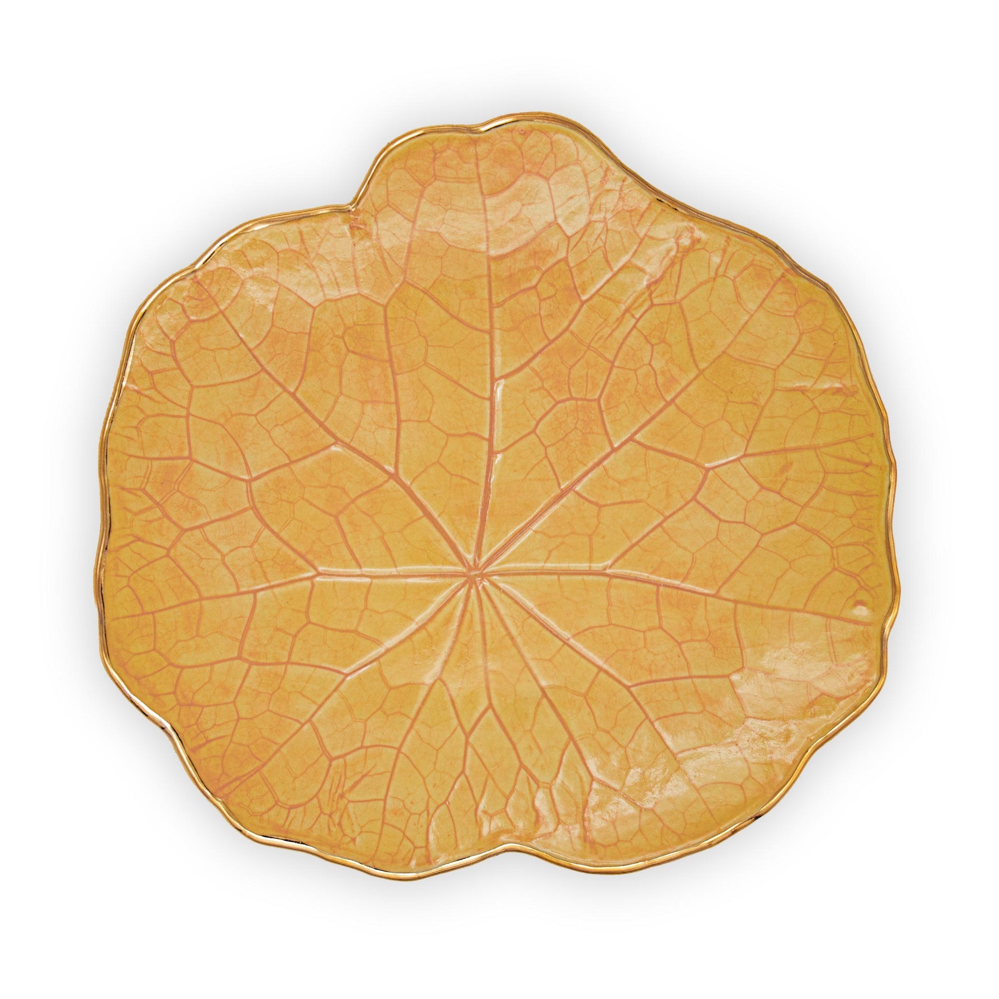 Ballad CeramicsNasturtium Leaf Impression Large Ceramic Plate in yellow